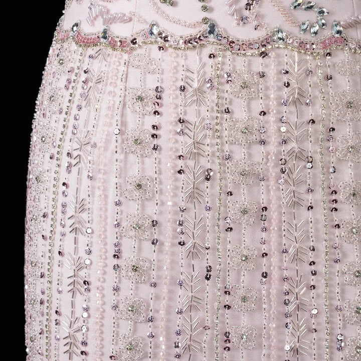 DreamyVow Pink beaded puff sleeve sheath Evening Dress Prom Dress SS389