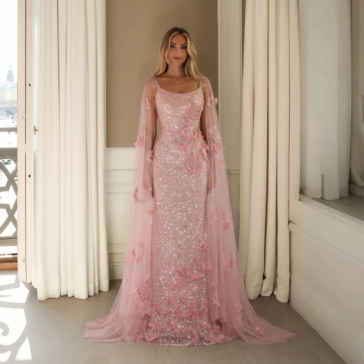 shawl prom dress Cape A Line Women's Beading Gown Maxi with the prom dress features a elegant sleeveless and A Cameron Blake CB903 - Long