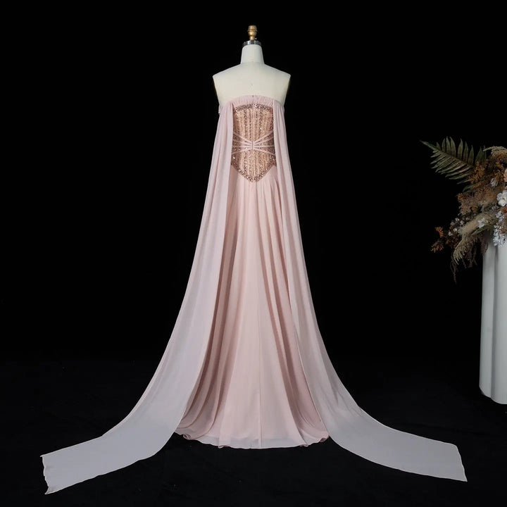DreamyVow Pink beaded strapless A-line Evening Dress Prom Dress SS532