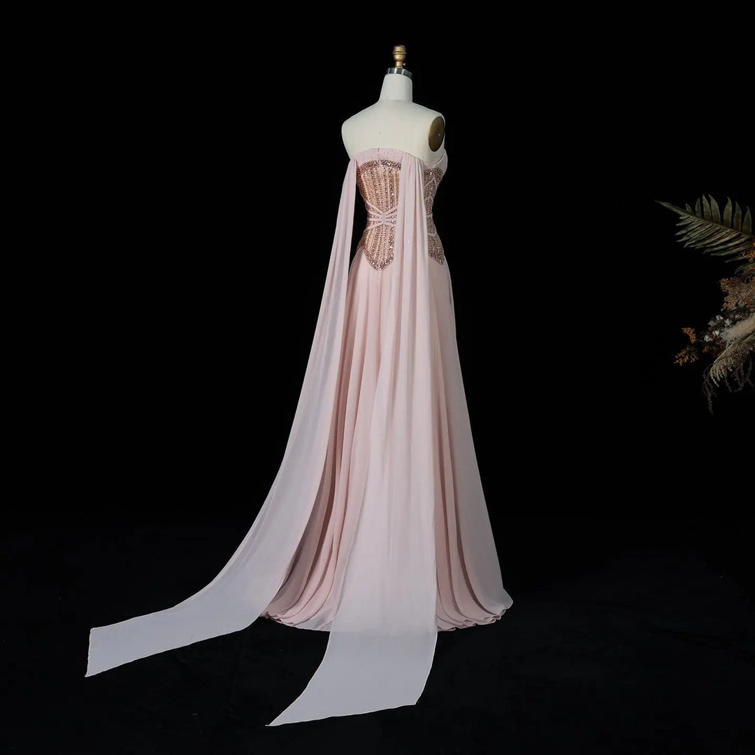 DreamyVow Pink beaded strapless A-line Evening Dress Prom Dress SS532
