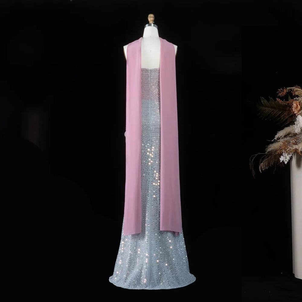 DreamyVow Pink gradient pink 3D floral sequin sheath Evening Dress Prom Dress SS534