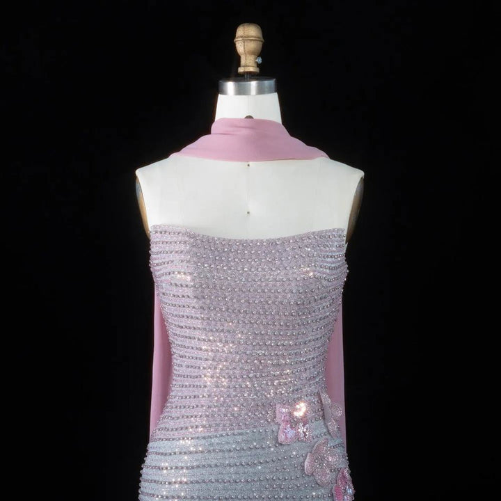DreamyVow Pink gradient pink 3D floral sequin sheath Evening Dress Prom Dress SS534