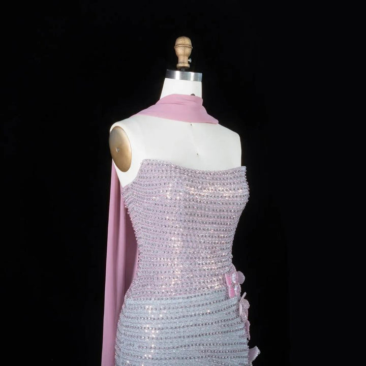DreamyVow Pink gradient pink 3D floral sequin sheath Evening Dress Prom Dress SS534