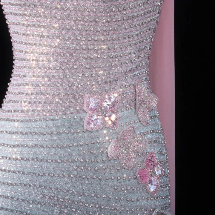 DreamyVow Pink gradient pink 3D floral sequin sheath Evening Dress Prom Dress SS534