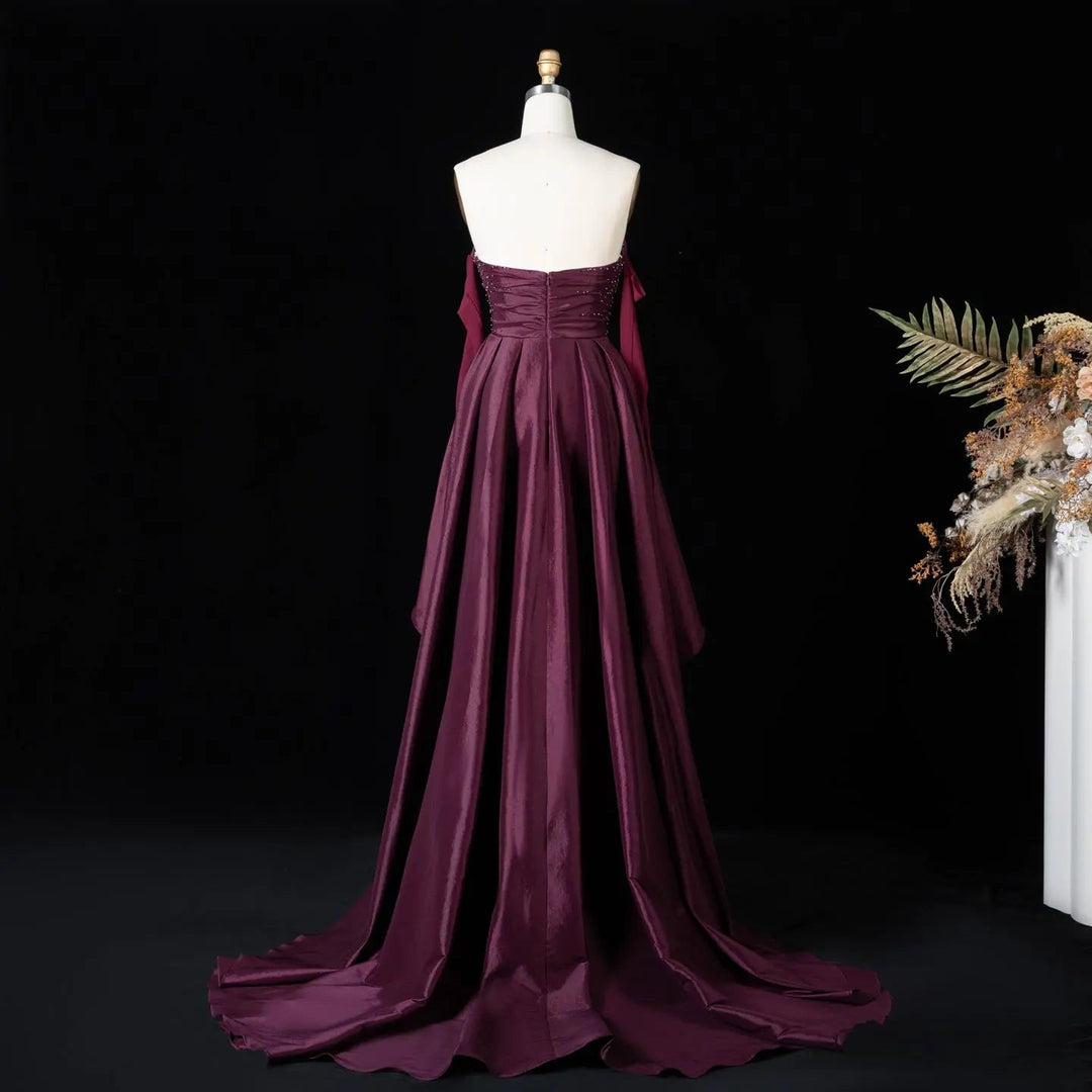 DreamyVow Wine White sequin strapless satin Evening Dress Prom Dress SS605