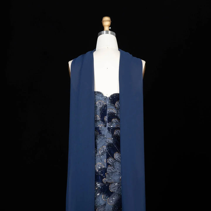 DreamyVow Navy Blue floral beaded strapless mermaid Evening Dress Prom Dress SS617