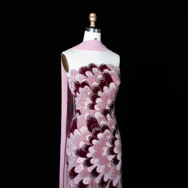 DreamyVow Pink floral beaded strapless mermaid Evening Dress Prom Dress SS617