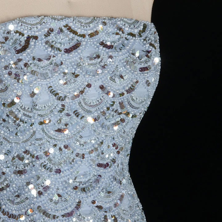 DreamyVow SS651 light blue beaded sequin bodice detail