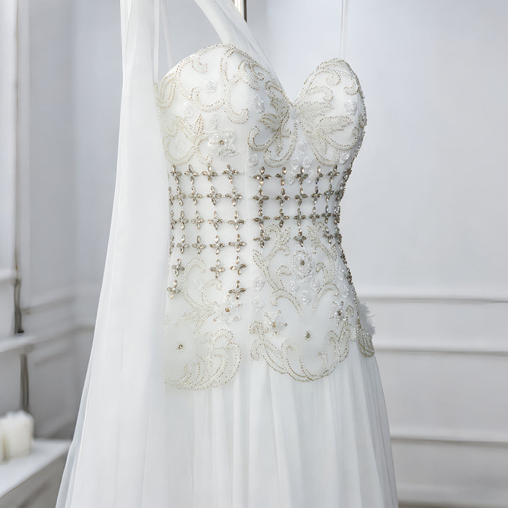 Elegant Blush Pink Beaded Evening Dress with Cape SS285
