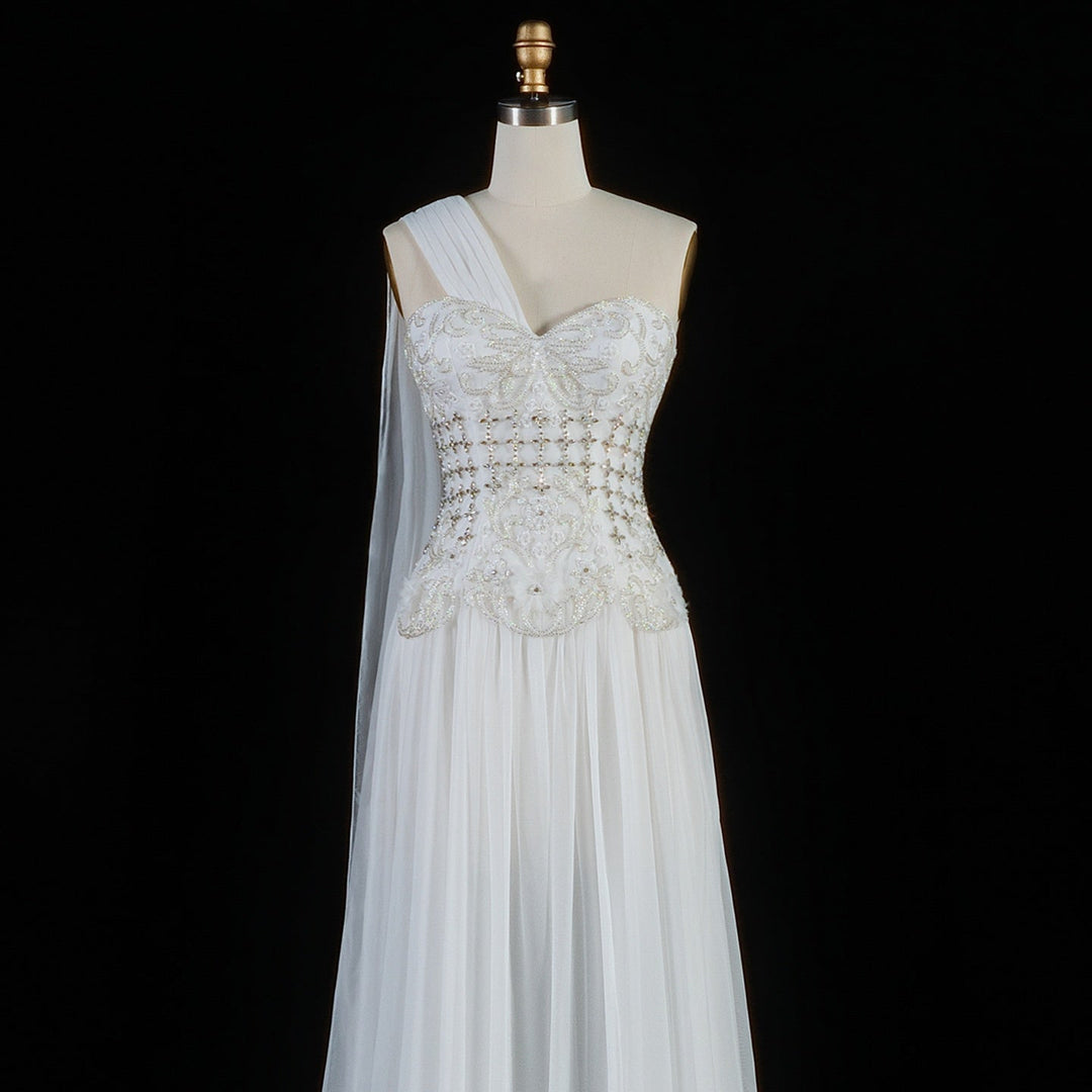 Elegant Blush Pink Beaded Evening Dress with Cape SS285