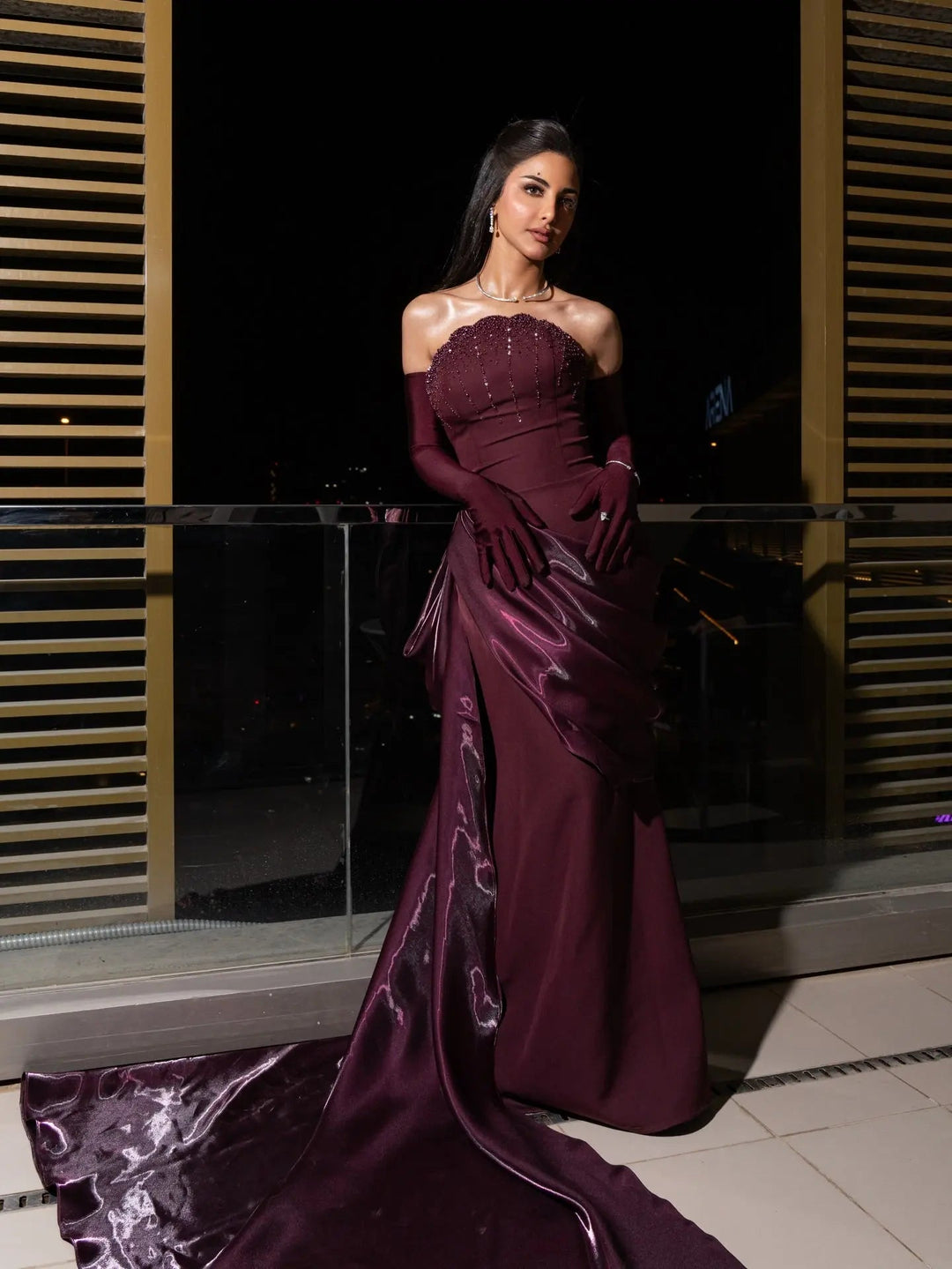 wine red off the shoulder dress GOUDIN Light Retro Velvet off Shoulder Wine Red evening prom Dress- Reda. L