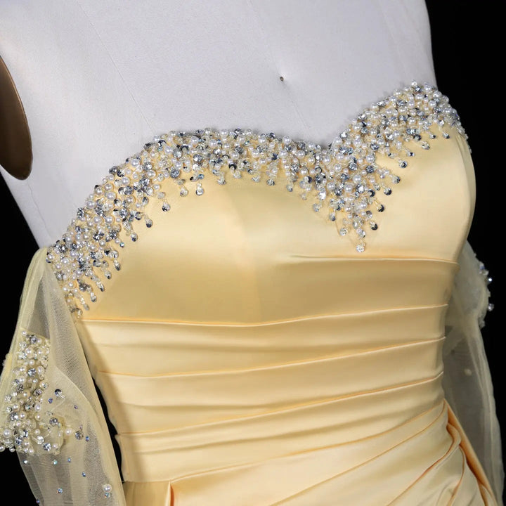 Elegant Sweetheart Yellow Satin Evening Dress SS586