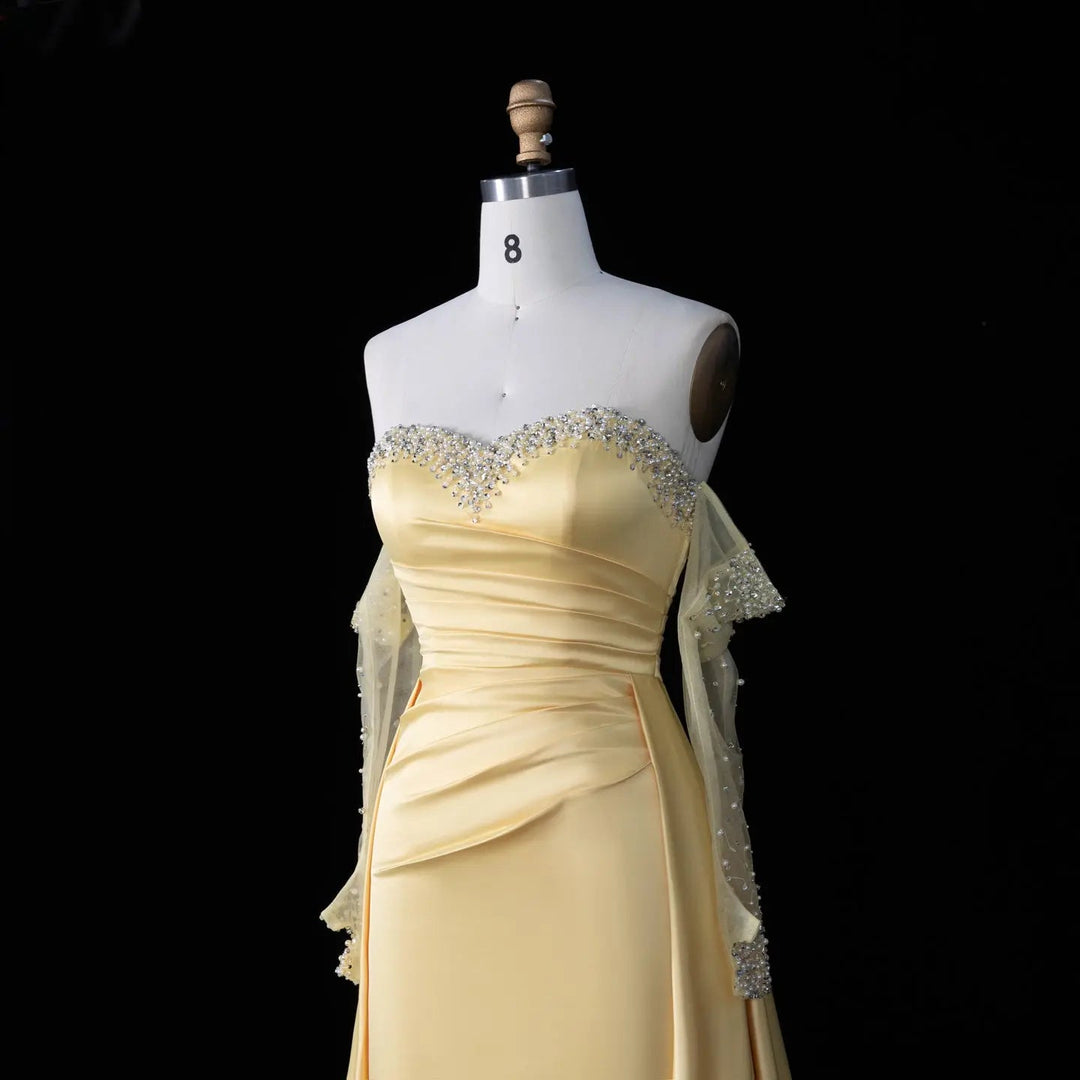 Elegant Sweetheart Yellow Satin Evening Dress SS586