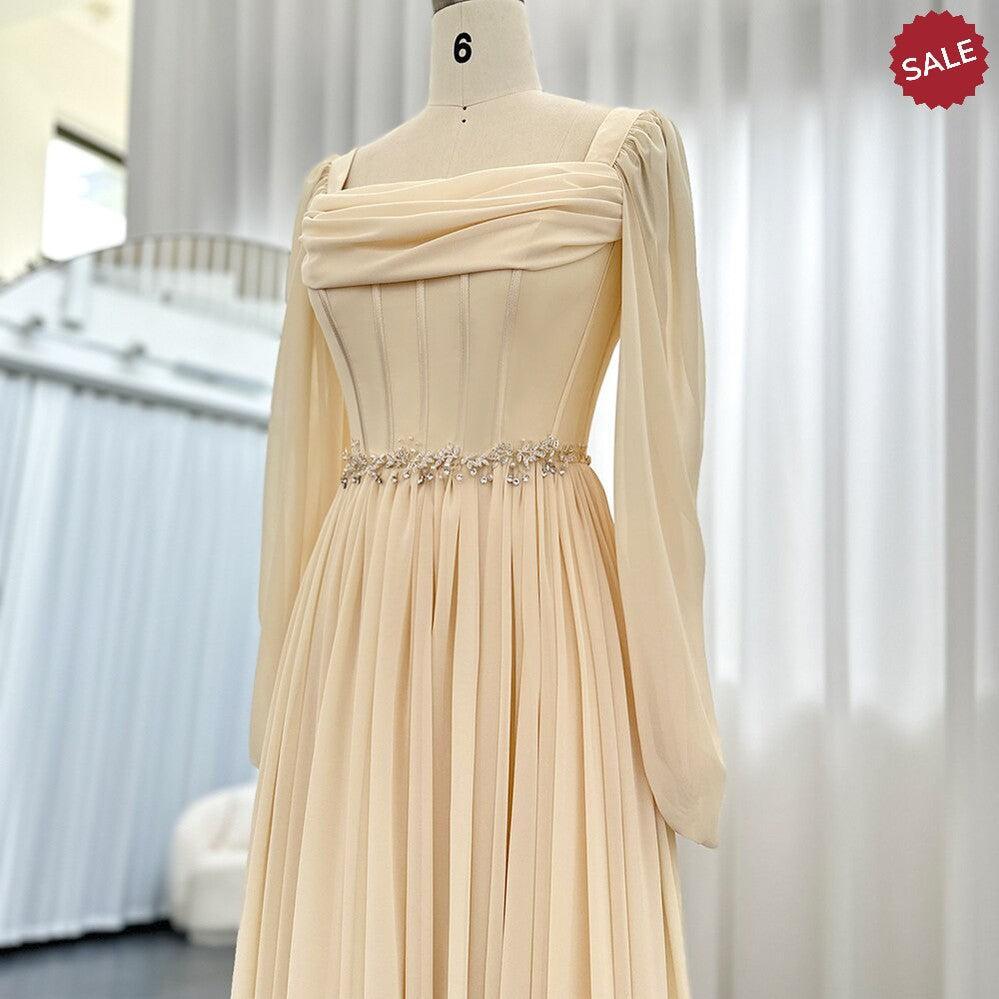 princess polly baby blue dress Beige Short Midi Evening Dress with Belt Long Sleeves Tea Length Women  Formal Wedding Party Gowns – DreamyVow
