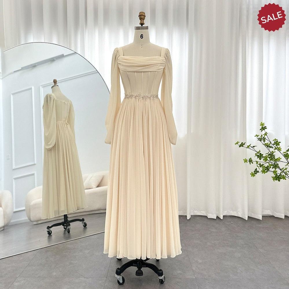 beige dress for sale Chloie Empire Waist Linen Mini Dress (Sale) ELF