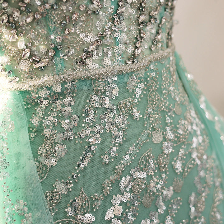 Dubai Feathers Lilac Evening Dress with Overskirt SS252