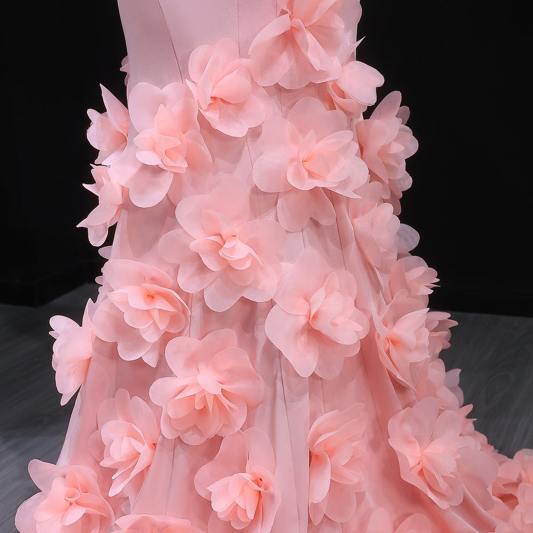 Elegant 3D flowers Off Shoulder White Evening Dress SF206