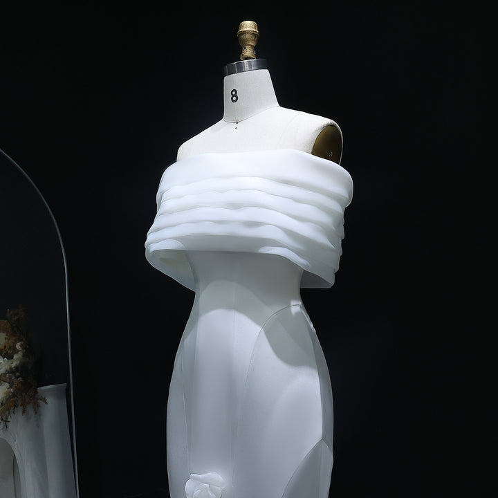 Elegant 3D flowers Off Shoulder White Evening Dress SF206