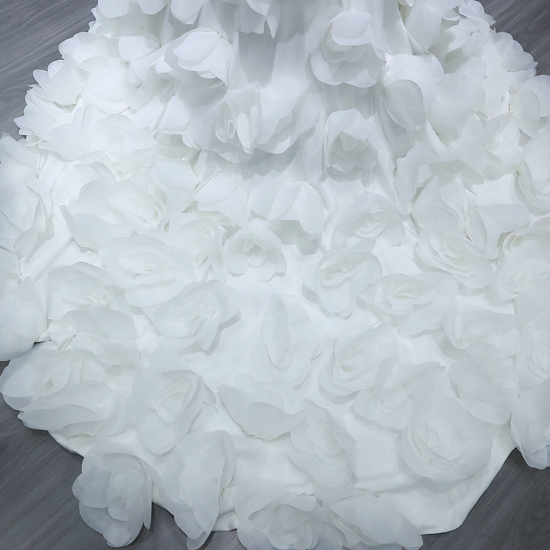 Elegant 3D flowers Off Shoulder White Evening Dress SF206