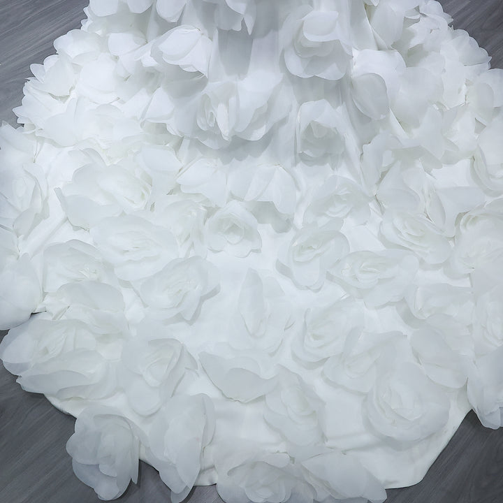 Elegant 3D flowers Off Shoulder White Evening Dress SF206