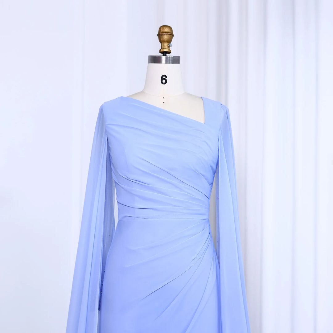 Elegant Asymmetrical Sage Green Chiffon Arabic Evening Dress SF051 DreamyVow Elegant Asymmetrical Sage Green Chiffon Arabic Evening Dress SF051 DreamyVow