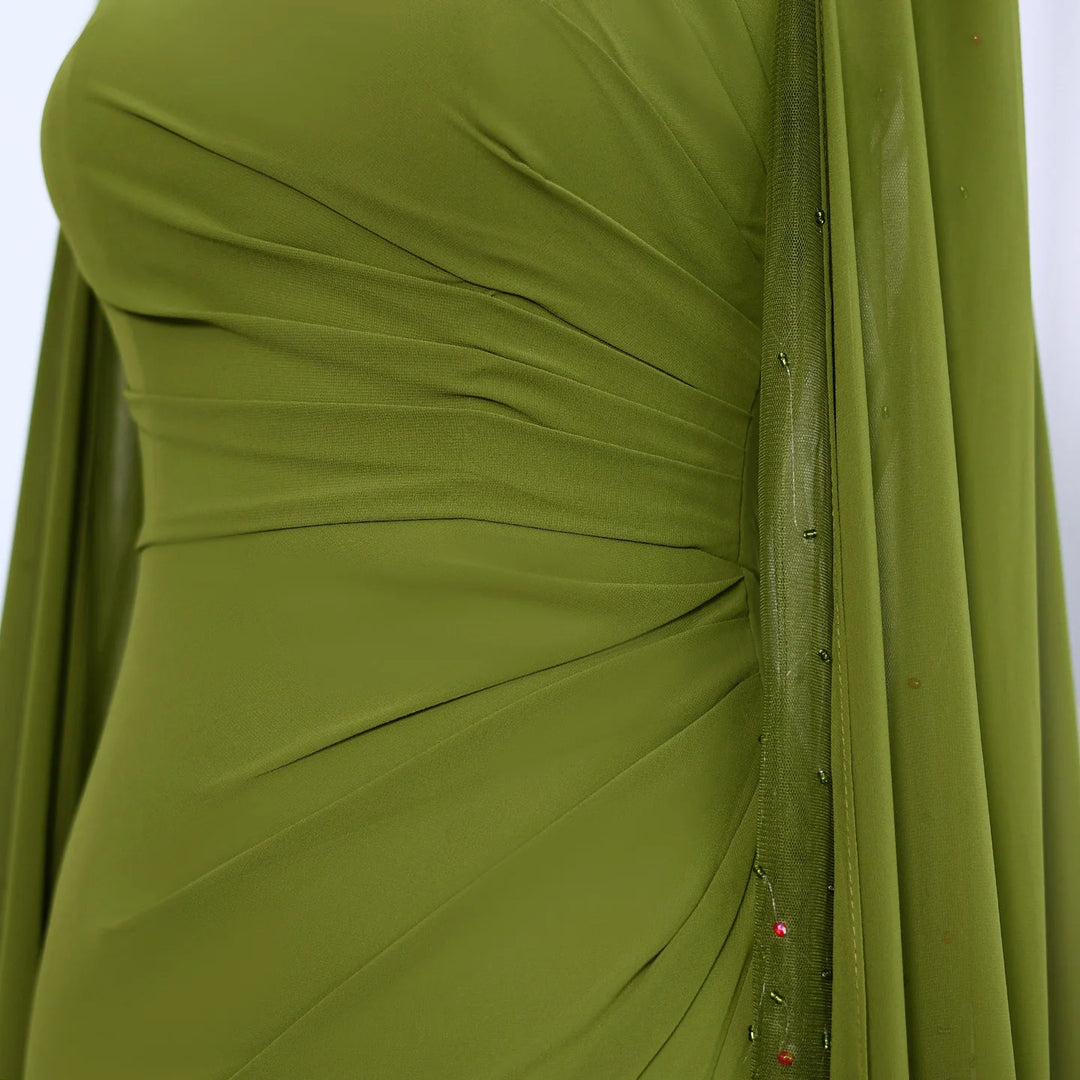 asymmetrical dress green ASTER REVERSIBLE WAVY ASYMMETRIC DRESS– PH5 main image 1