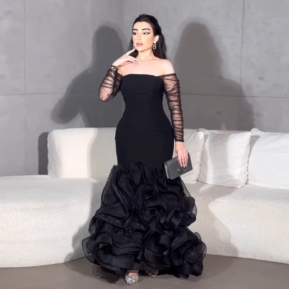 Elegant Black Strapless Mermaid Evening Dress SF007 Black / 16 Elegant Black Strapless Mermaid Evening Dress SF007 Black / 16