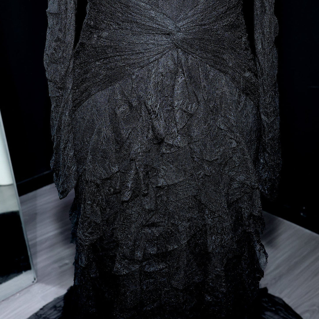 Elegant Blue Off Shoulder Lace Evening Dress SF519