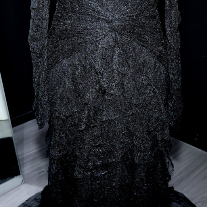 Elegant Blue Off Shoulder Lace Evening Dress SF519