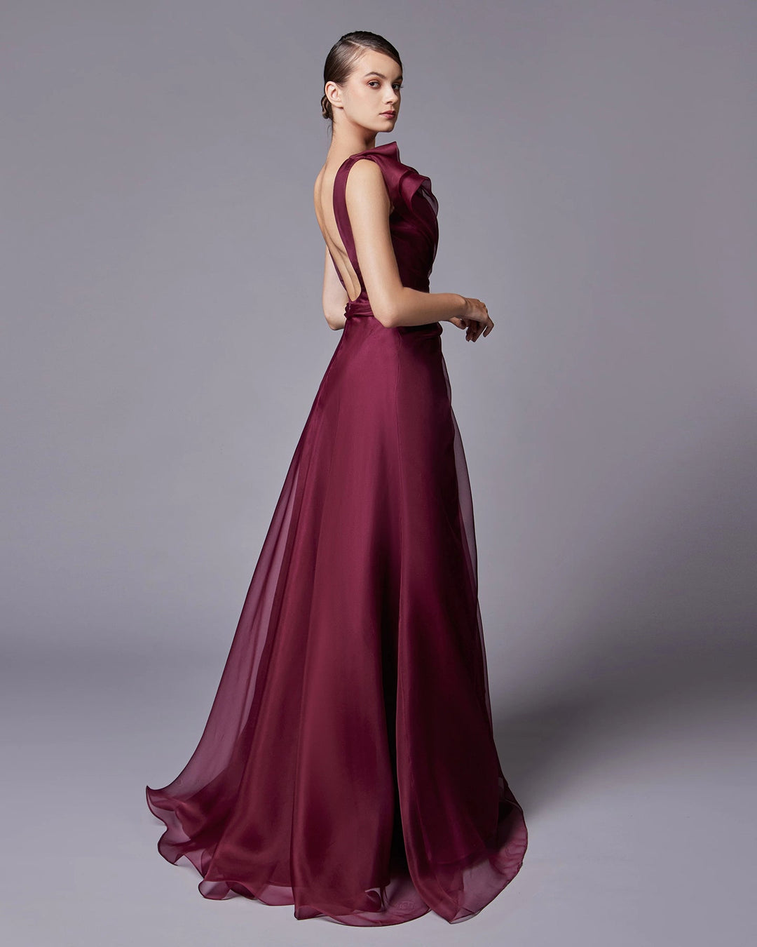 Elegant Burgundy A-Line Evening Dress SF083 DreamyVow Elegant Burgundy A-Line Evening Dress SF083 DreamyVow