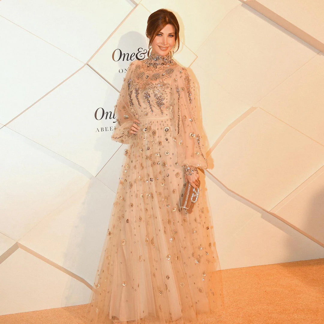 chinese dress ladies Champagne Formal Dress Beaded Cape Sleeve Long Evening Gown by GL3585 main image 0