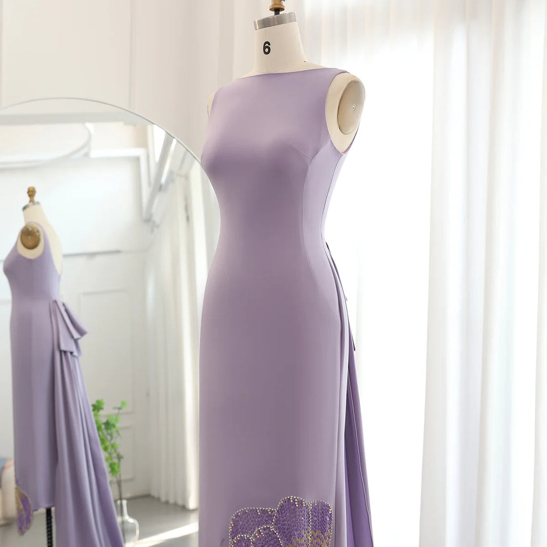 Elegant Coral Pink Scalloped Arabic Evening Dress SS471