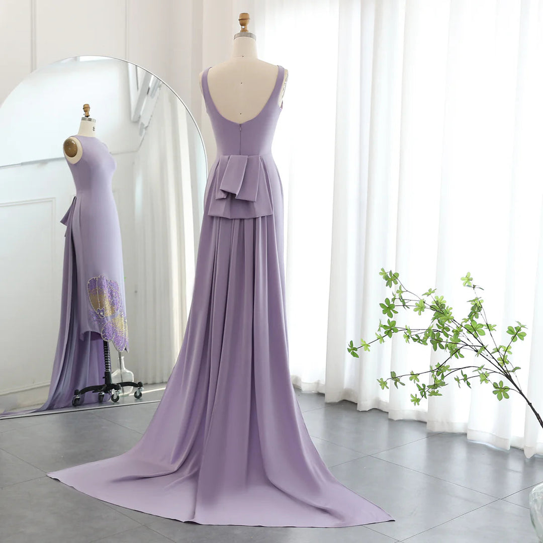 Elegant Coral Pink Scalloped Arabic Evening Dress SS471