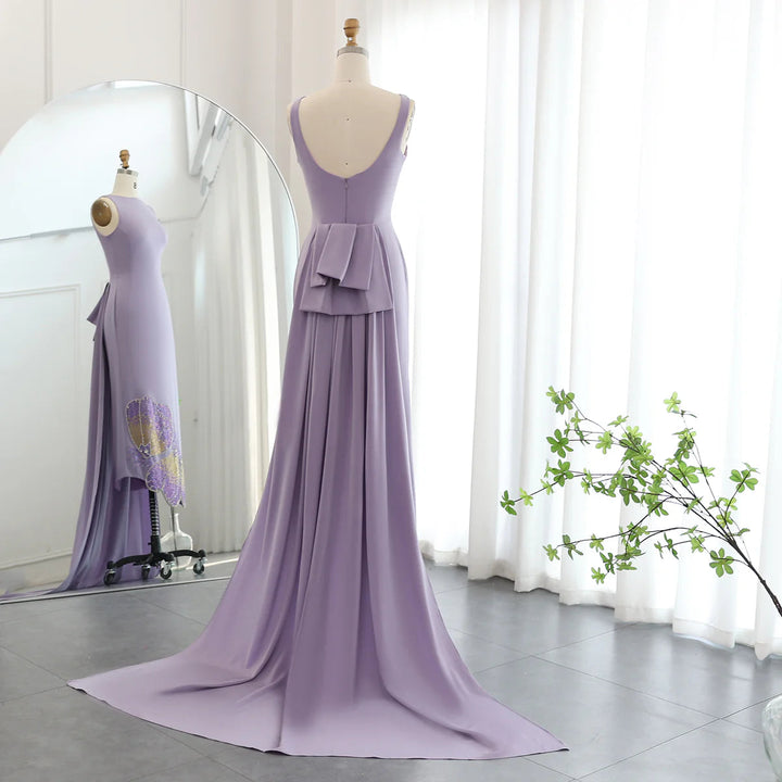 Elegant Coral Pink Scalloped Arabic Evening Dress SS471