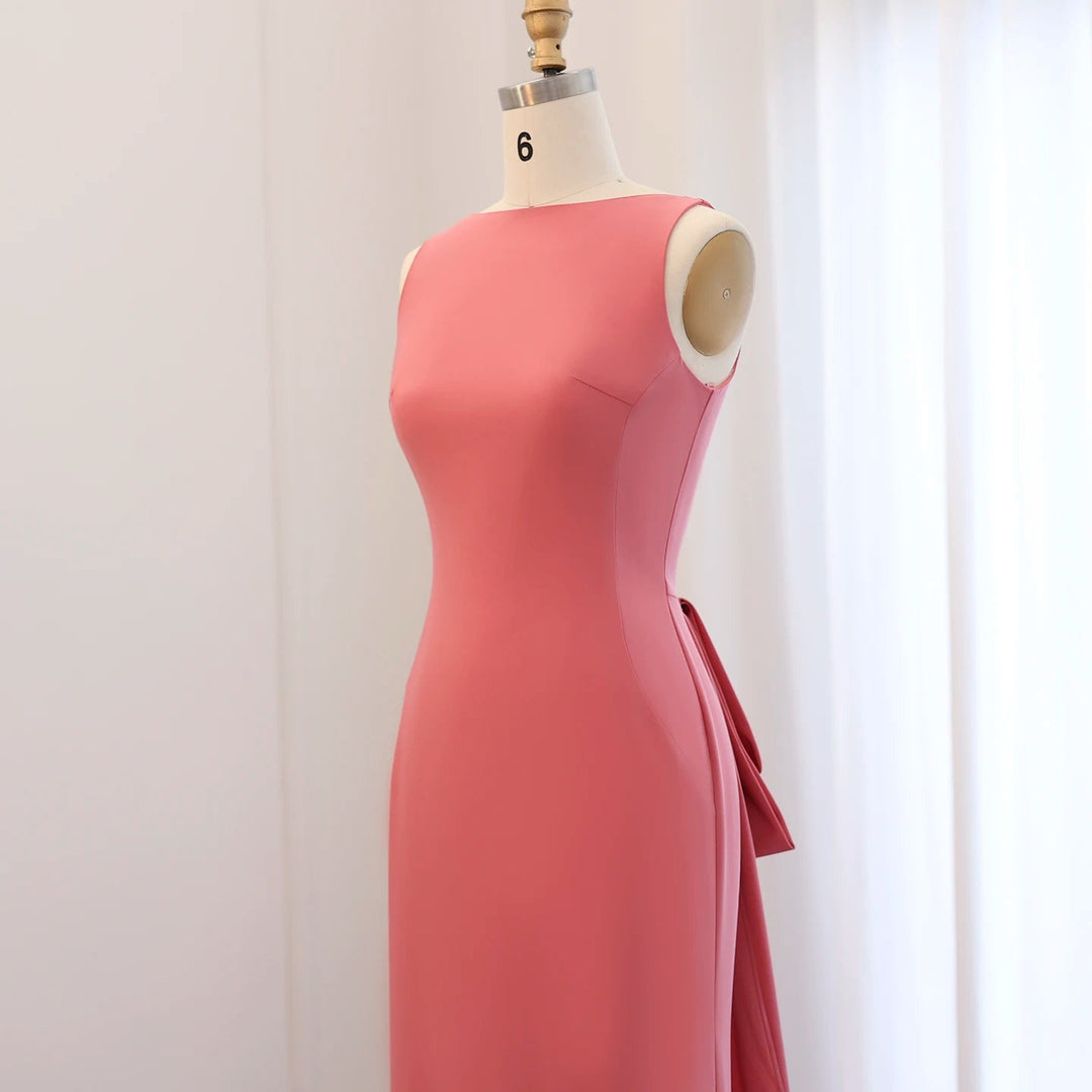 Luxury Rose Pink One Shoulder Mermaid Evening Dresses for Women Wedding Party High Slit Long Prom Formal Gowns – DreamyVow