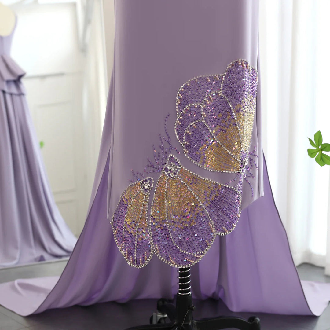 Elegant Coral Pink Scalloped Arabic Evening Dress SS471