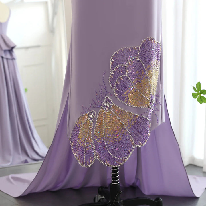 Elegant Coral Pink Scalloped Arabic Evening Dress SS471