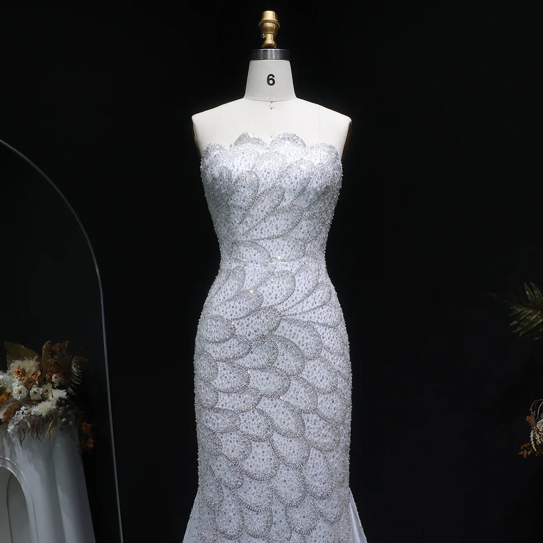 Elegant Emerald Green Strapless Evening Dress SS601 Pink / 6