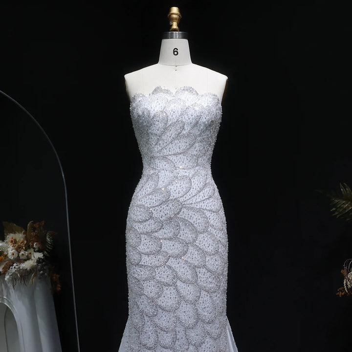 Elegant Emerald Green Strapless Evening Dress SS601-DreamyVow