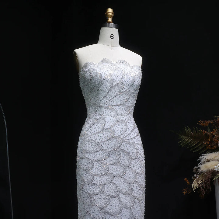 Elegant Emerald Green Strapless Evening Dress SS601-DreamyVow
