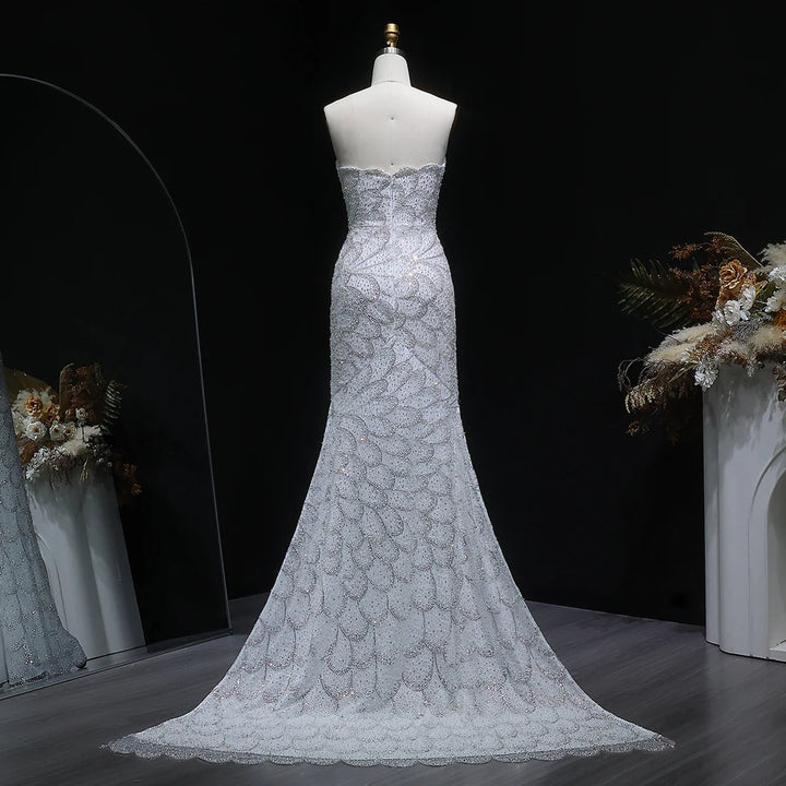 Elegant Emerald Green Strapless Evening Dress SS601-DreamyVow