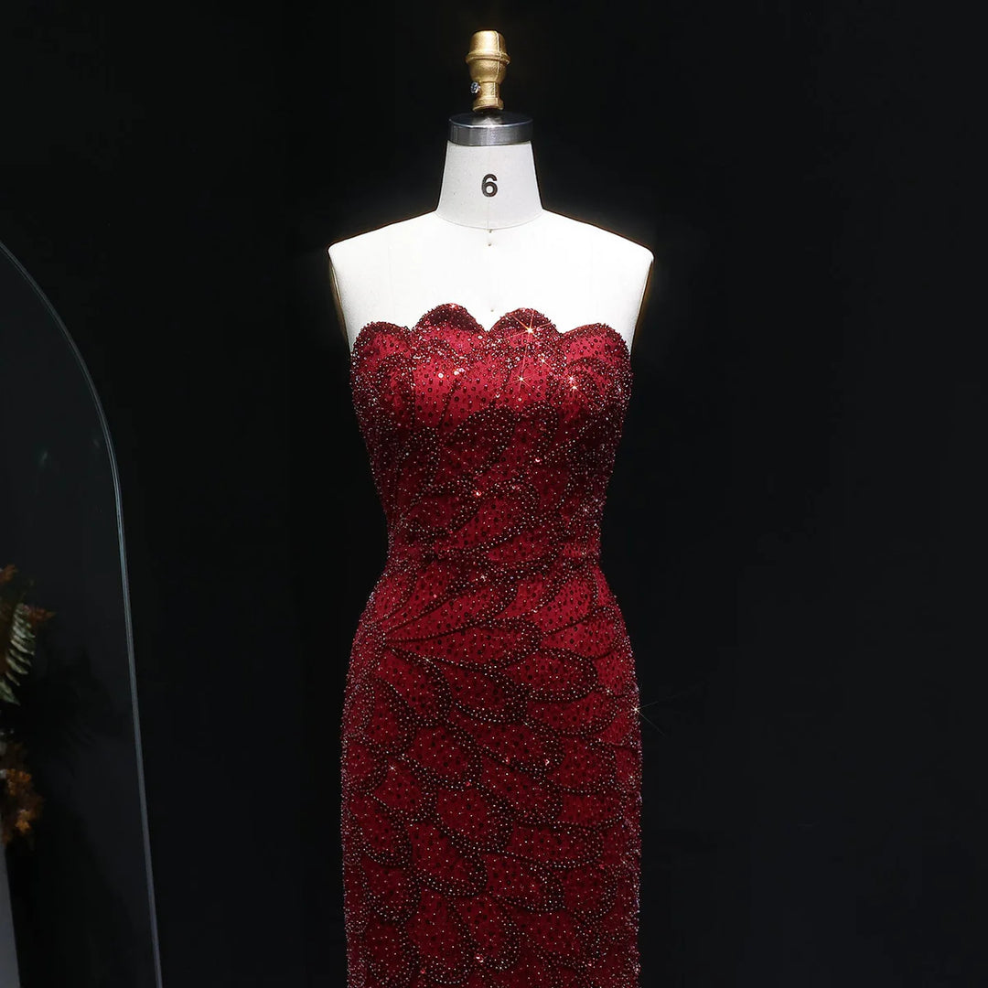 Elegant Emerald Green Strapless Evening Dress SS601-DreamyVow