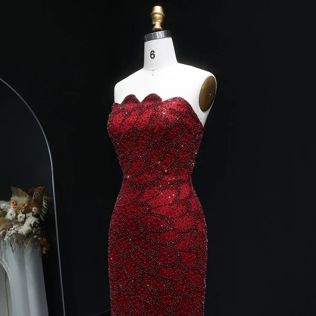Elegant Emerald Green Strapless Evening Dress SS601-DreamyVow