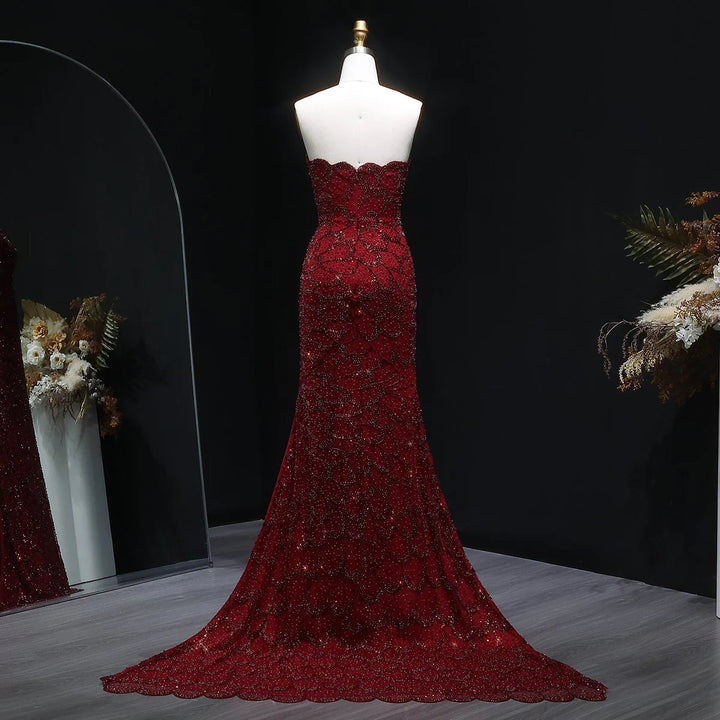 Elegant Emerald Green Strapless Evening Dress SS601-DreamyVow