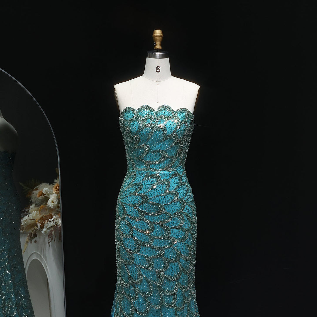 Elegant Emerald Green Strapless Evening Dress SS601 – DreamyVow