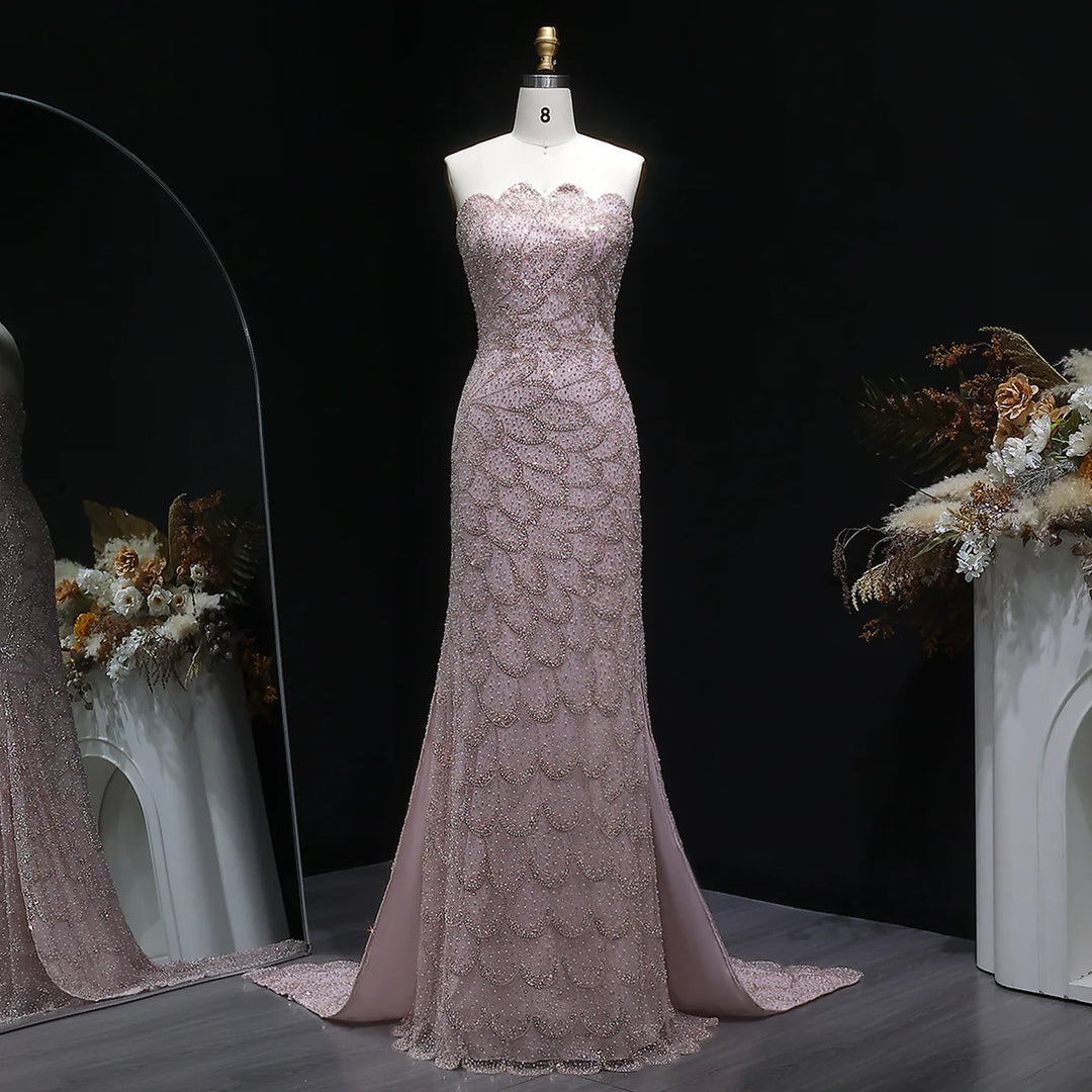 Elegant Emerald Green Strapless Evening Dress SS601-DreamyVow