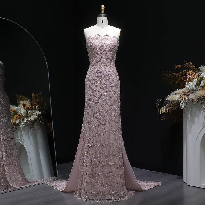 Elegant Emerald Green Strapless Evening Dress SS601-DreamyVow
