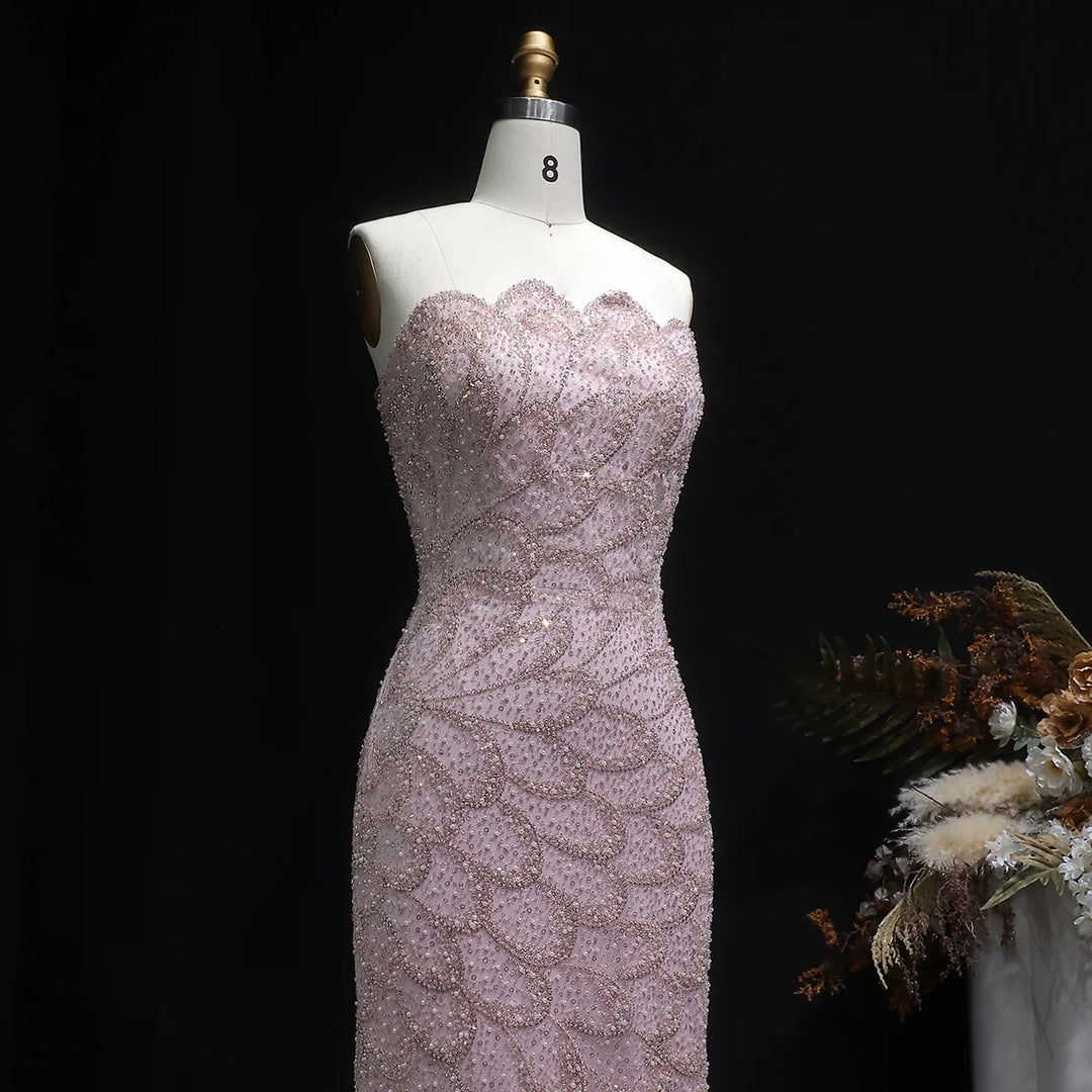 Elegant Emerald Green Strapless Evening Dress SS601-DreamyVow