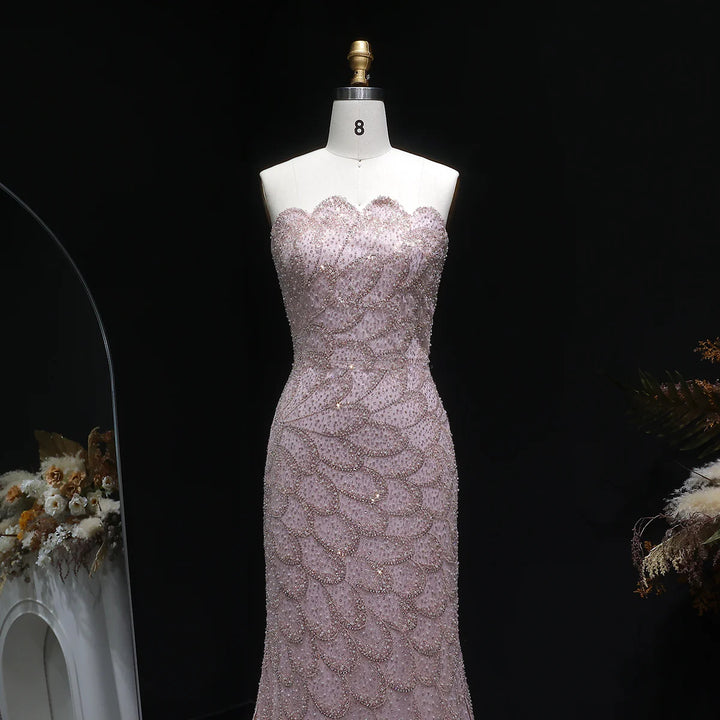Elegant Emerald Green Strapless Evening Dress SS601-DreamyVow