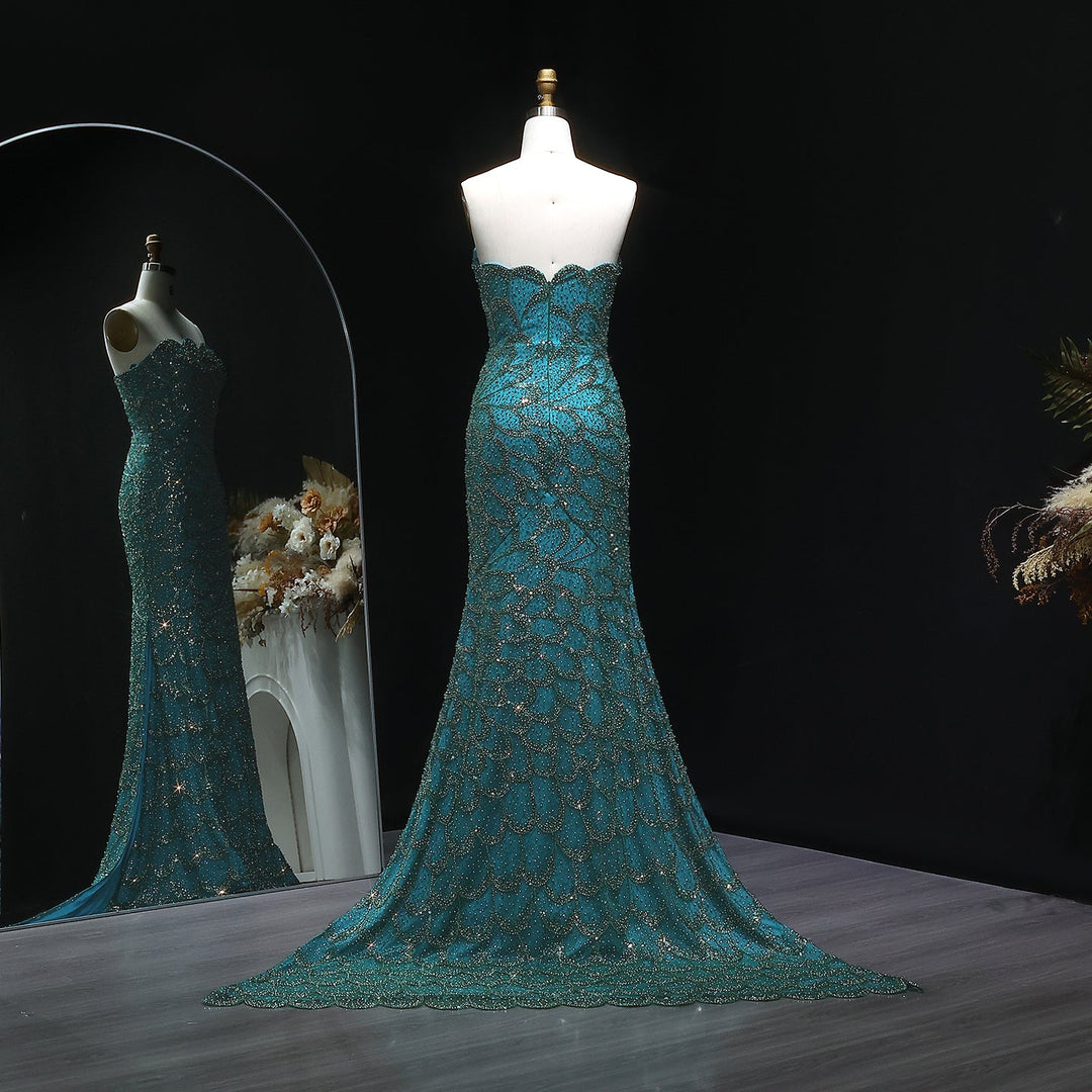 Elegant Emerald Green Strapless Evening Dress SS601 Emerald Green / 10